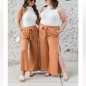Side slit wide pant